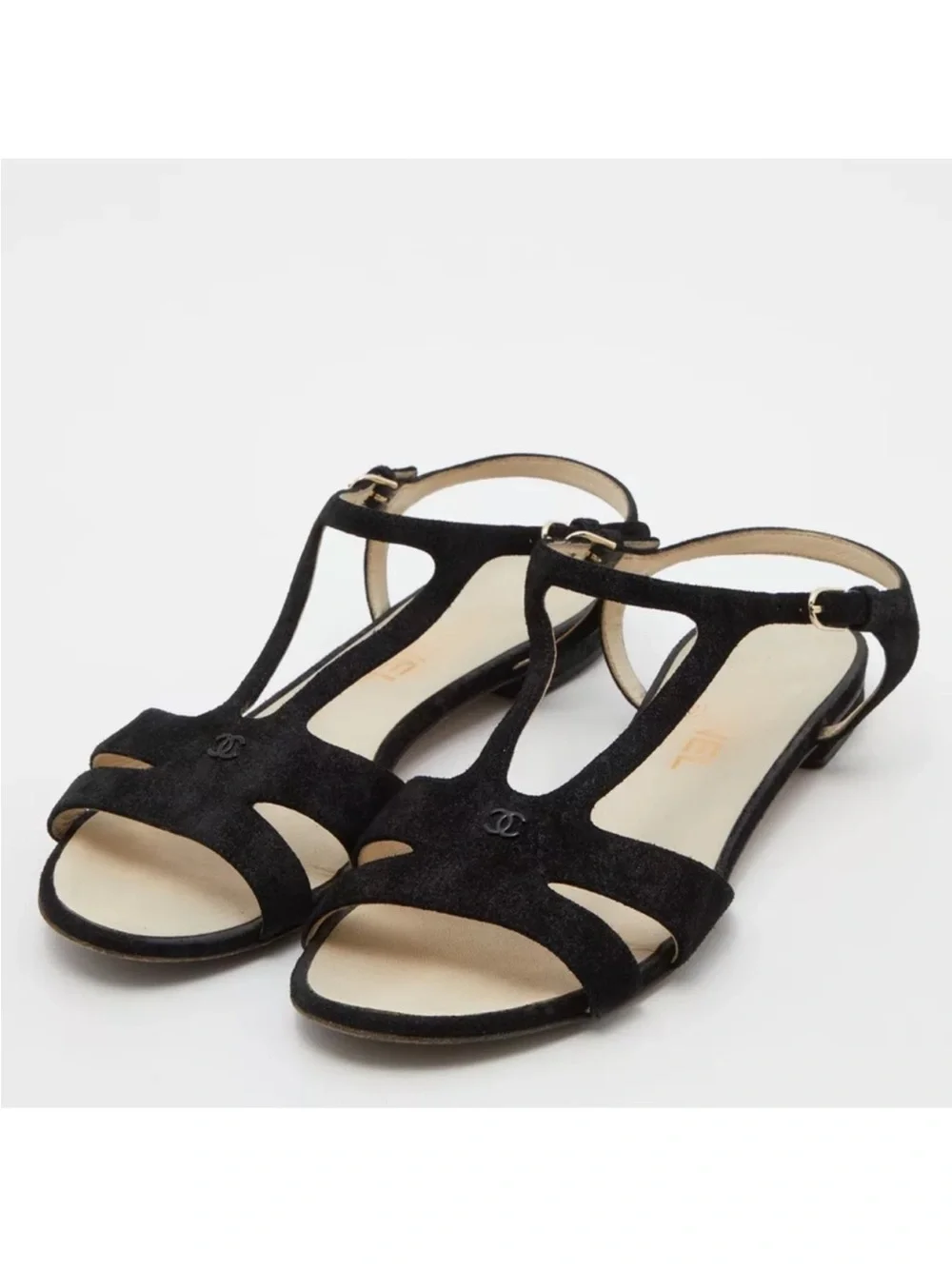 Chanel flat sandals cc logo